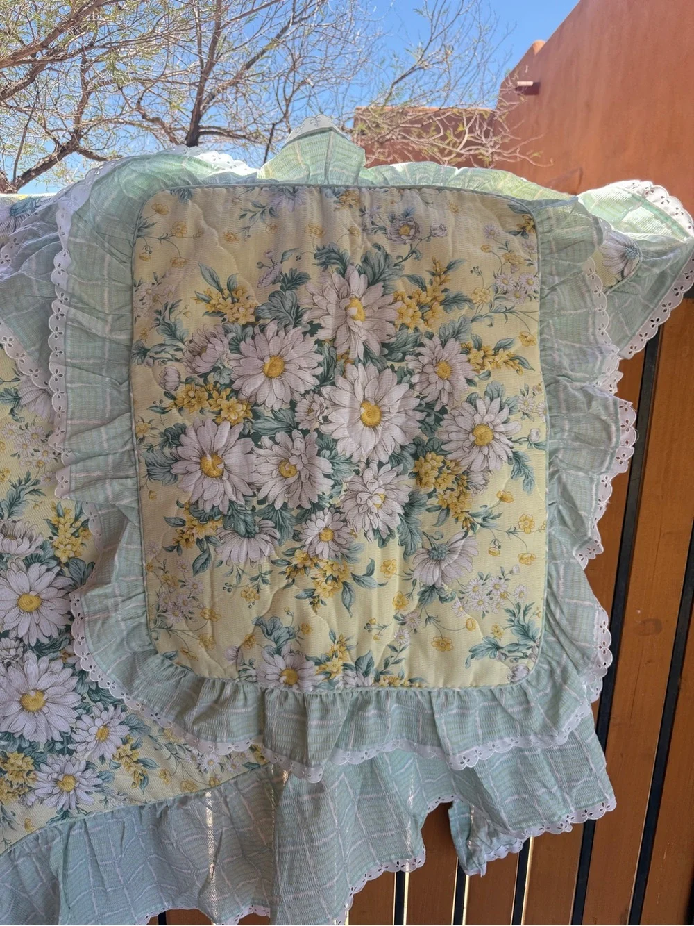 Vintage JCP Yellow & Blue Floral Quilted Comforter Set